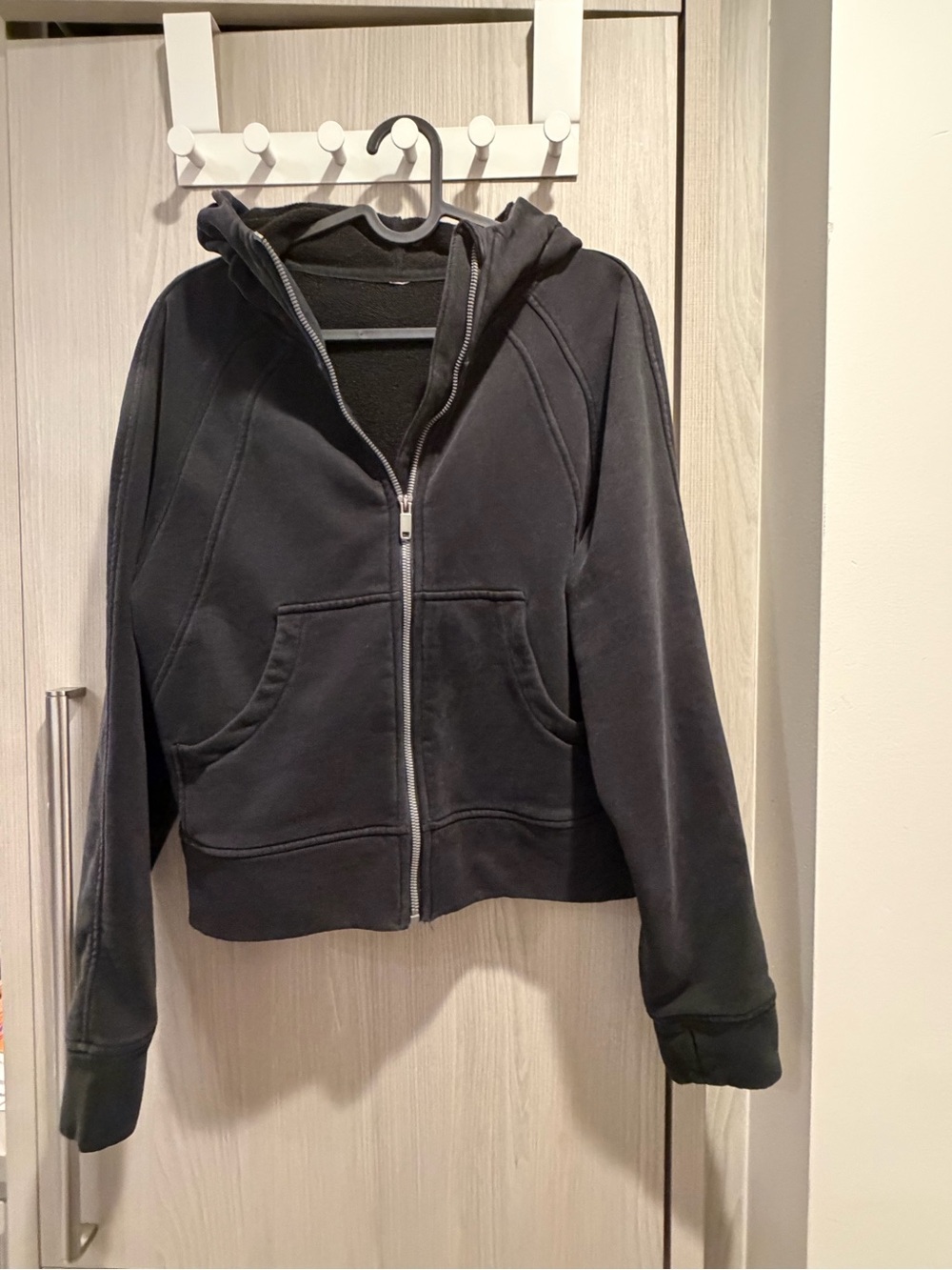 Women's Black Cropped Zip-Up Hoodie Jacket Size S